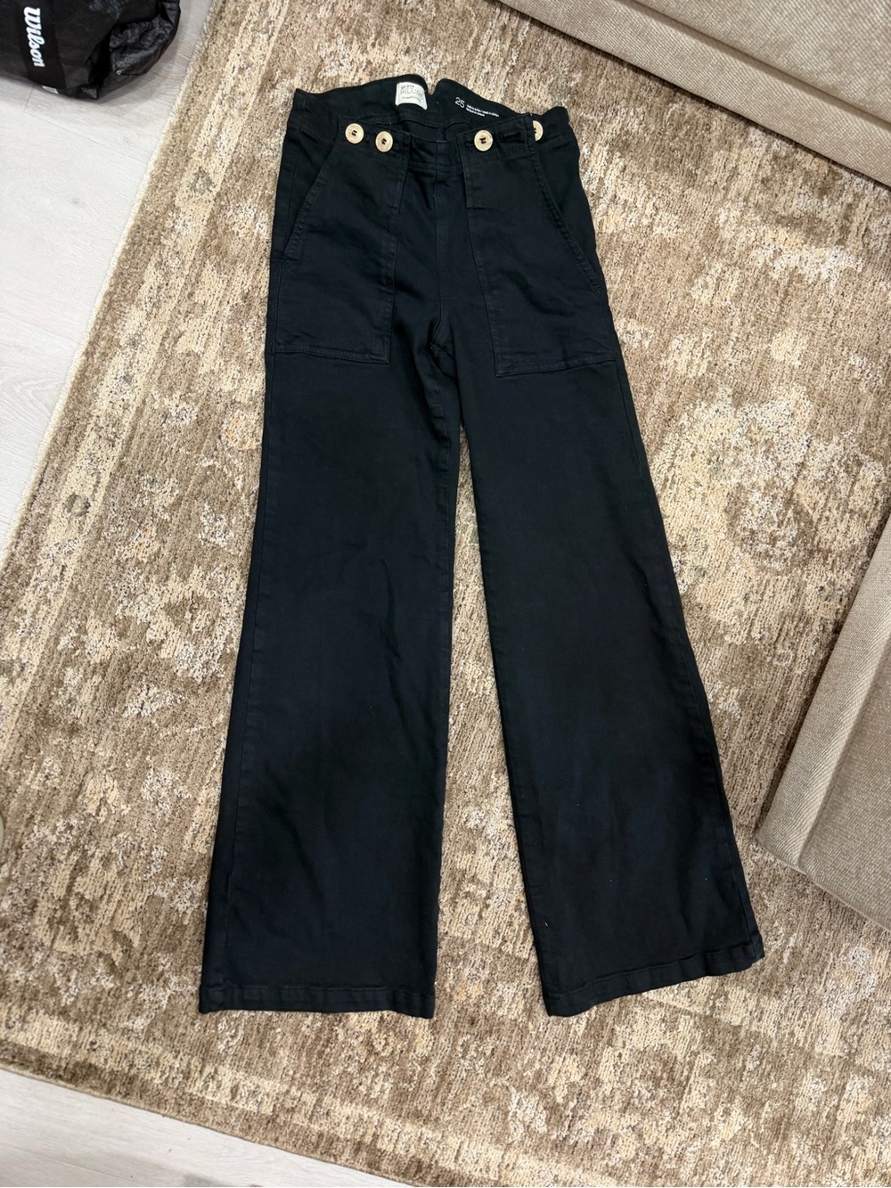 Pilcro Black Wide-Leg Women’s Pants with Button Waist